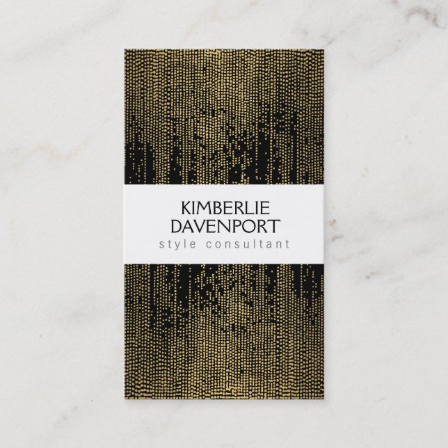 Elegante Imitate Gold Confetti Dots Muster Schwarz Visitenkarte (Vorderseite)