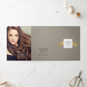 Elegante Imitate Gold Dragonfly Duo Taupe Broschür Dreifach Gefaltete Karte