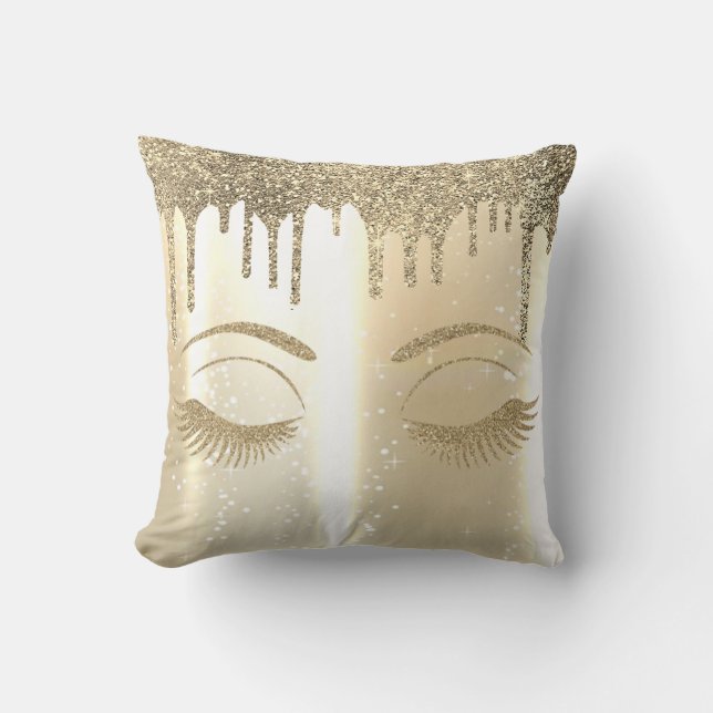 Elegante Imitate Gold, Funkelnd, Glitterie Lashes, Kissen (Vorderseite)