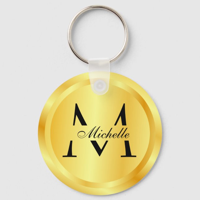 Elegante Imitate Gold Glamour Monogram Template Ke Schlüsselanhänger (Vorderseite)