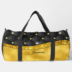 Elegante Imitate Gold Glitzer Black Diamond Monogr Duffle Bag