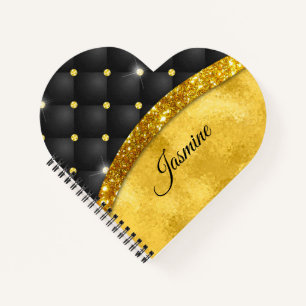 Elegante Imitate Gold Glitzer Black Diamond Monogr Notizbuch