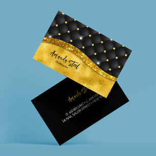 Elegante Imitate Gold Glitzer Black Diamond Monogr Visitenkarte