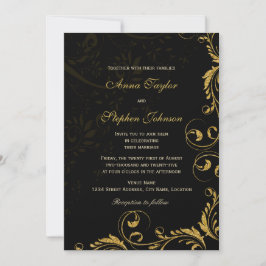 Elegante Imitate Gold Glitzer Blumenstrauß Wirbel Einladung