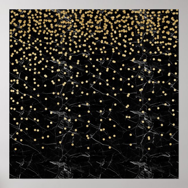 elegante Imitate Gold Glitzer Konfetti schwarzen M Poster (Vorne)