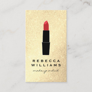 Elegante Imitate Gold Glitzer Lipstick Visitenkarte