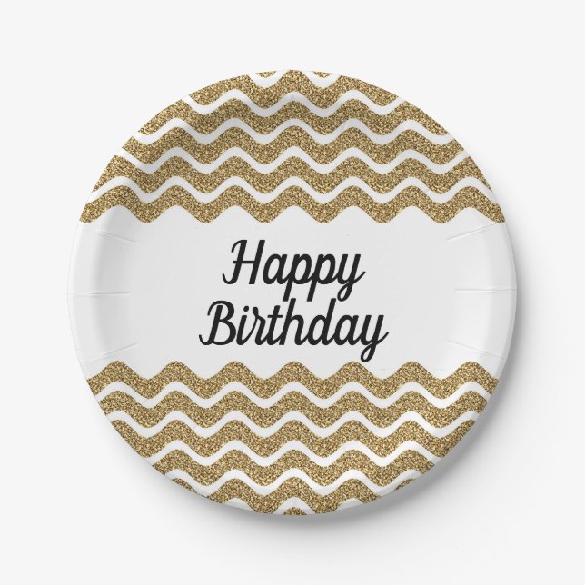 Elegante Imitate Gold Glitzer Pappteller (Vorderseite)
