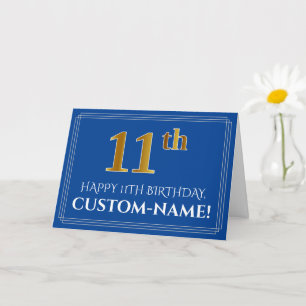 Elegante Imitate Gold Look 11. Geburtstag, Name (b Karte
