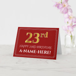 Elegante Imitate Gold Look "23. Geburtstag", Name Karte