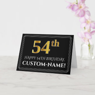 Elegante Imitate Gold Look "54. Geburtstag" + Name Karte
