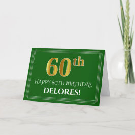 Elegante Imitate Gold Look 60. Geburtstag, Name (g Karte