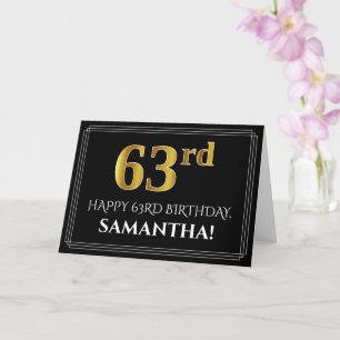 Elegante Imitate Gold Look "63. Geburtstag" + Name Karte