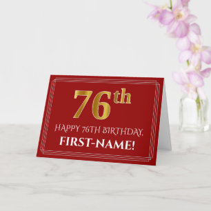 Elegante Imitate Gold Look "76. Geburtstag", Name  Karte