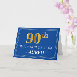 Elegante Imitate Gold Look 90. Geburtstag, Name (b Karte