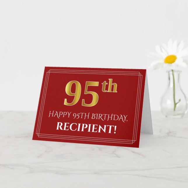 Elegante Imitate Gold Look "95. Geburtstag", Name  Karte (Kleine Pflanze)