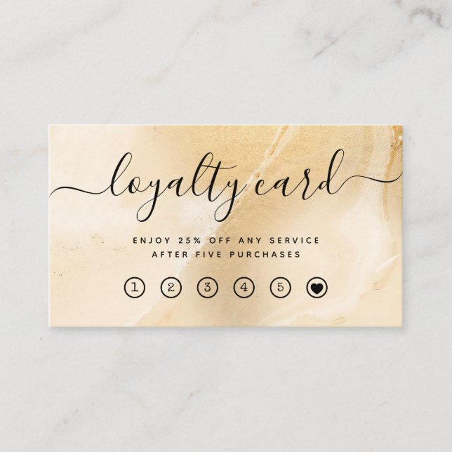 Elegante Imitate Gold Marble und moderne Schrift Treuekarte (Vorderseite)