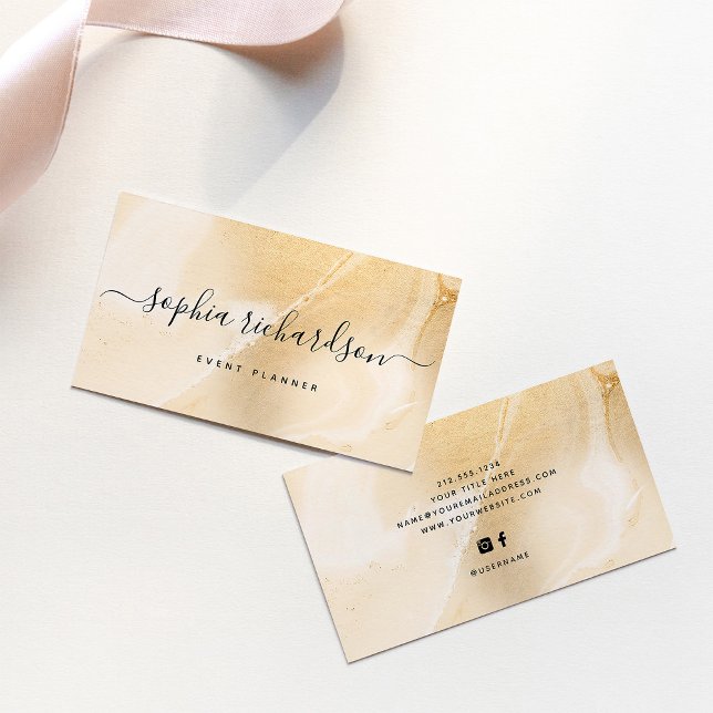 Elegante Imitate Gold Marble und moderne Schrift Visitenkarte (Von Creator hochgeladen)