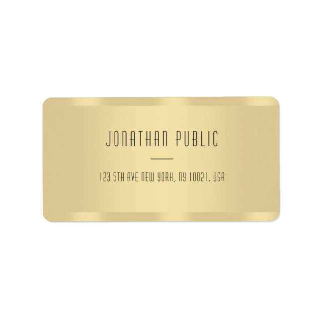 Elegante Imitate Gold Moderne Minimalistische Vorl Adressaufkleber (Vorne)