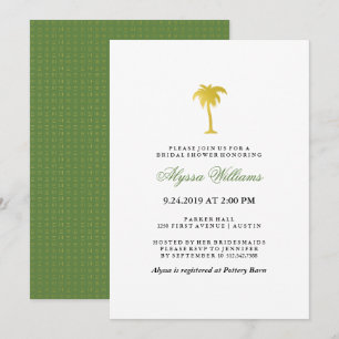 Elegante Imitate Gold Palm Tree Brautparty   Grün Einladung