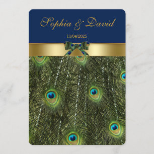 Elegante Imitate Gold Peacock Wedding Monogram Einladung