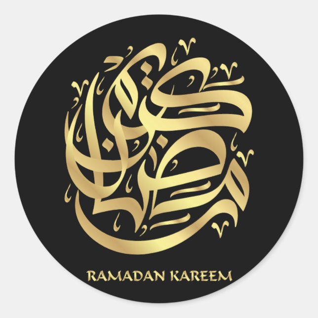 Elegante Imitate Gold Ramadan Kareem Mubarak Runder Aufkleber (Vorderseite)