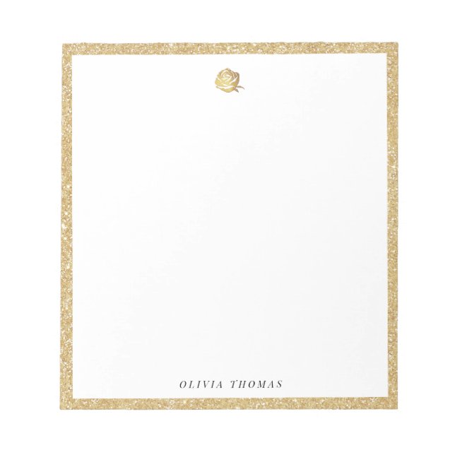 Elegante Imitate Gold Rose personalisiert Statione Notizblock (Vorderseite)