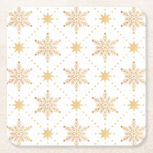 Elegante Imitate Gold Schneeflocken Rechteckiger Pappuntersetzer