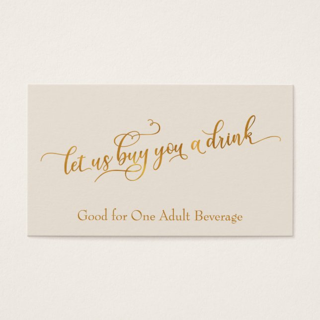 Elegante Imitate - Gold Script Cream Drink Tickets (Vorderseite)