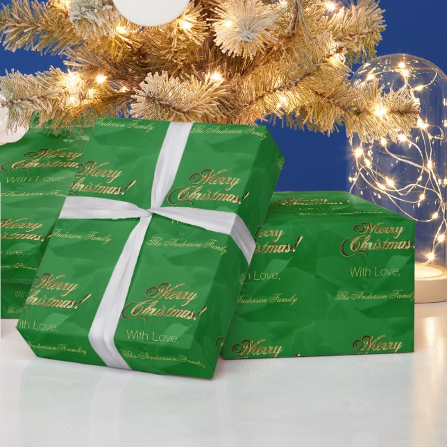 Elegante Imitate Gold Script Frohe Weihnachten Grü Geschenkpapier (Feiertage)
