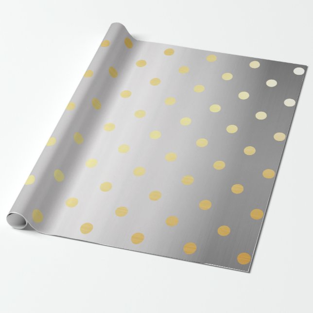 elegante Imitate Gold Silberpolka Punkte Geschenkpapier (Ungerollt)