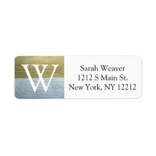 Elegante Imitate Gold & Silver Monogram Address La