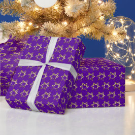 Elegante Imitate Gold Stars Muster Lila Weihnachte Geschenkpapier