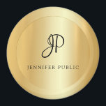 Elegante Imitate Gold Template Monogram Moderne gr Magnet<br><div class="desc">Elegante Imitate Gold Template Monogram Moderne große runde Magnet.</div>