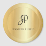 Elegante Imitate Gold Template Monogram Moderne gr Magnet<br><div class="desc">Elegante Imitate Gold Template Monogram Moderne große runde Magnet.</div>