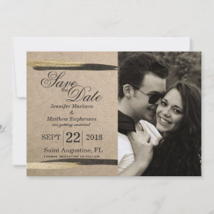 Elegante Imitate Gold und Schwarze Farbstiche Save The Date
