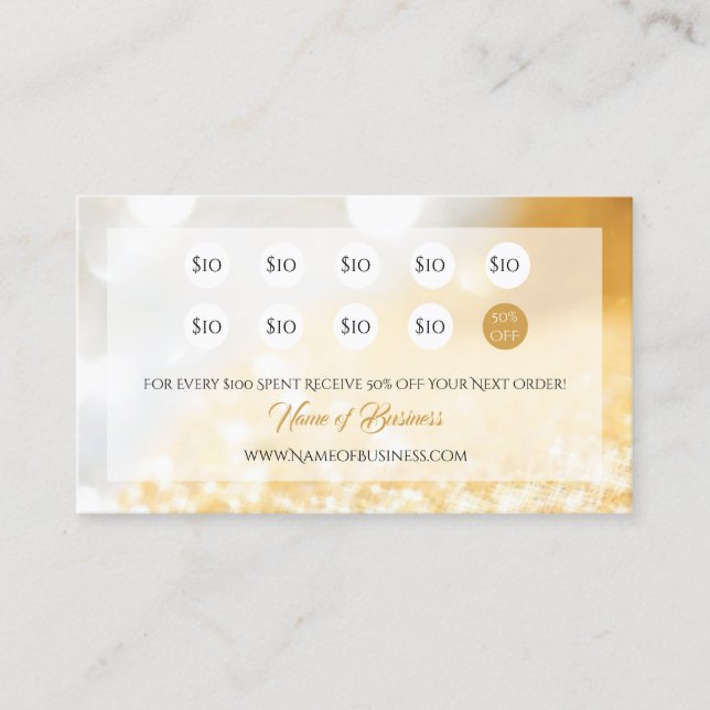 Elegante IMITATE Gold und Silver Bokeh Punch Loyal Treuekarte (Vorderseite)