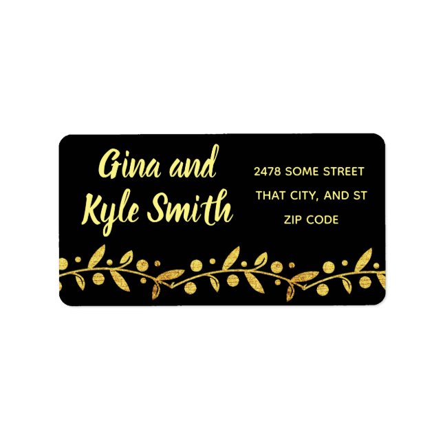 Elegante Imitate Gold Vines Postadressen Labels Adressaufkleber (Vorne)