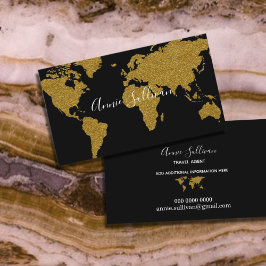 Elegante Imitate Gold Weltkarte Schwarzer Agent Visitenkarte