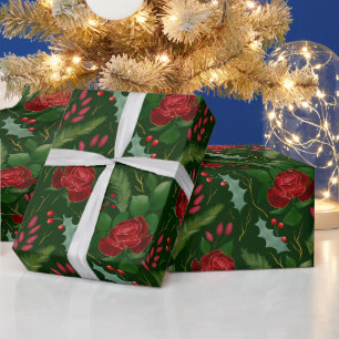 Elegante Imitate Goldbarren-Rose Pinienbeeren Geschenkpapier