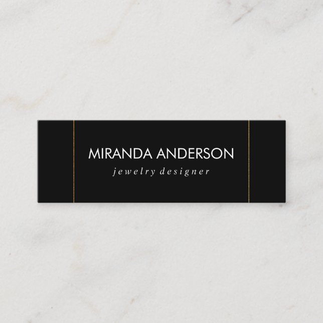 Elegante Imitate Golden Border Schwarz-weiß Mini Visitenkarte (Vorderseite)