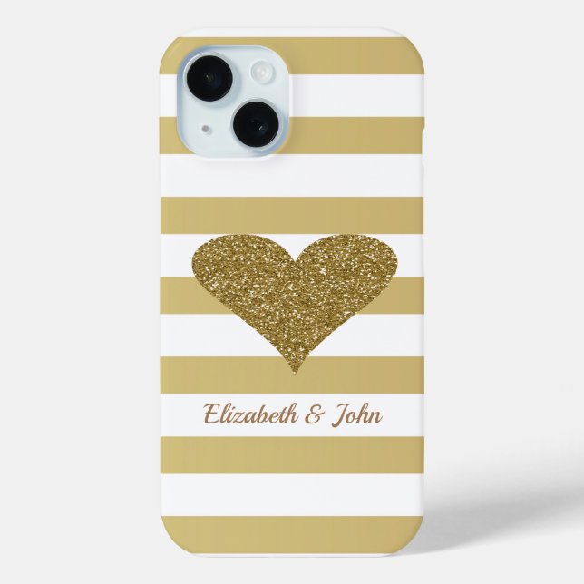 Elegante Imitate Goldene Glitterie Herzstück Case-Mate iPhone Hülle (Rückseite)