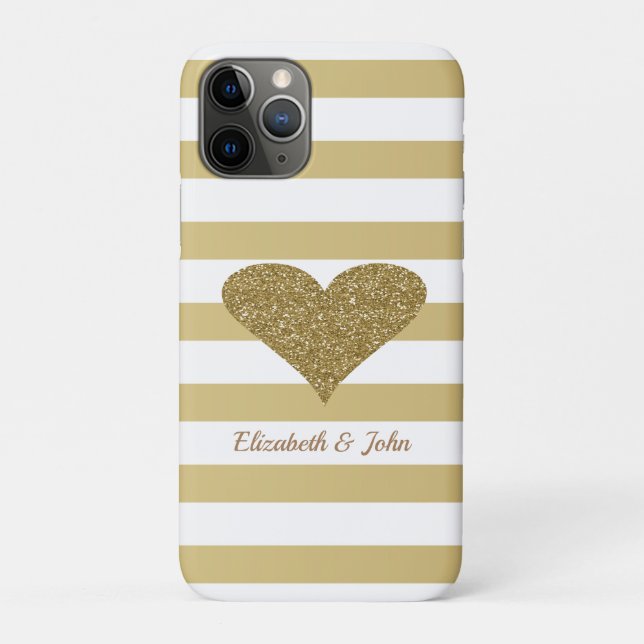 Elegante Imitate Goldene Glitterie Herzstück Case-Mate iPhone Hülle (Rückseite)