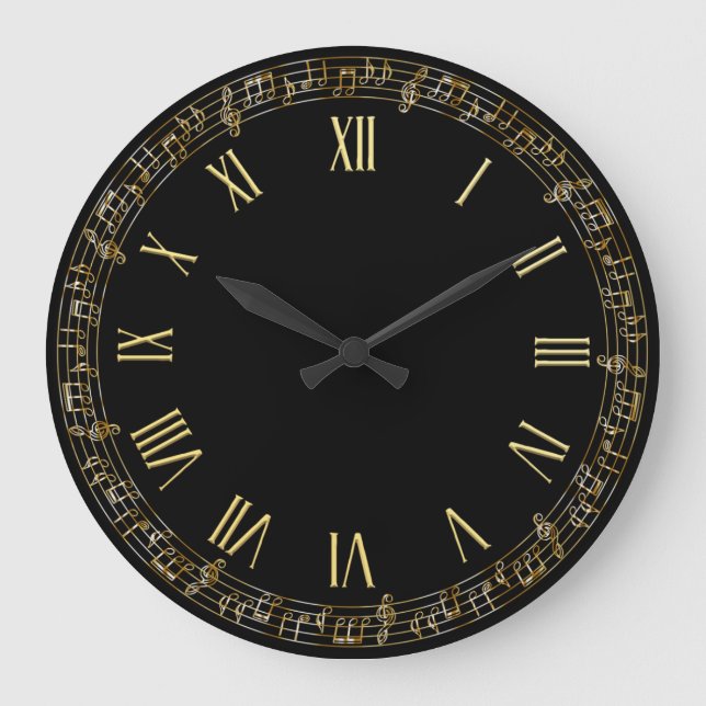 Elegante Imitate - Goldene Noten | Wall-Uhr Große Wanduhr (Vorderseite)