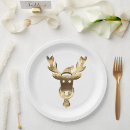 Elegante Imitate Goldene Rentier Weihnachtsmannmüt Pappteller