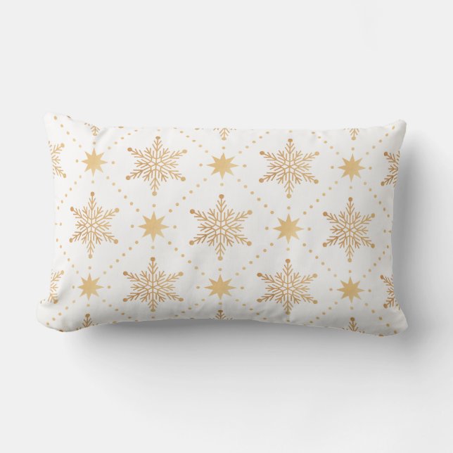 Elegante Imitate Goldene Schneeflocken Weihnachtsf Lendenkissen (Vorderseite)