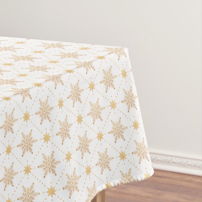 Elegante Imitate Goldene Schneeflocken Weihnachtsf Tischdecke (Beispiel)