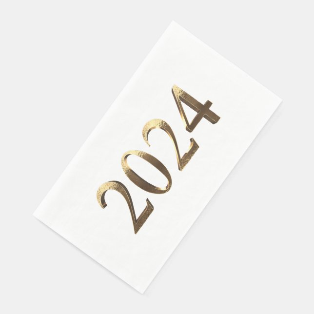 Elegante Imitate Goldene Zahlen Glücklich Neues Ja Serviette (Ecke)