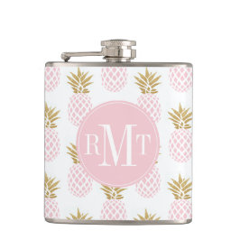 Elegante Imitate goldenes tropisches Ananas-Muster Flachmann