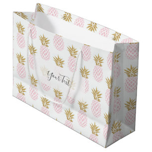 Elegante Imitate goldenes tropisches Ananas-Muster Große Geschenktüte