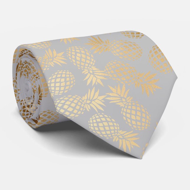 elegante Imitate goldenes tropisches Ananas-Muster Krawatte (Gerollt)